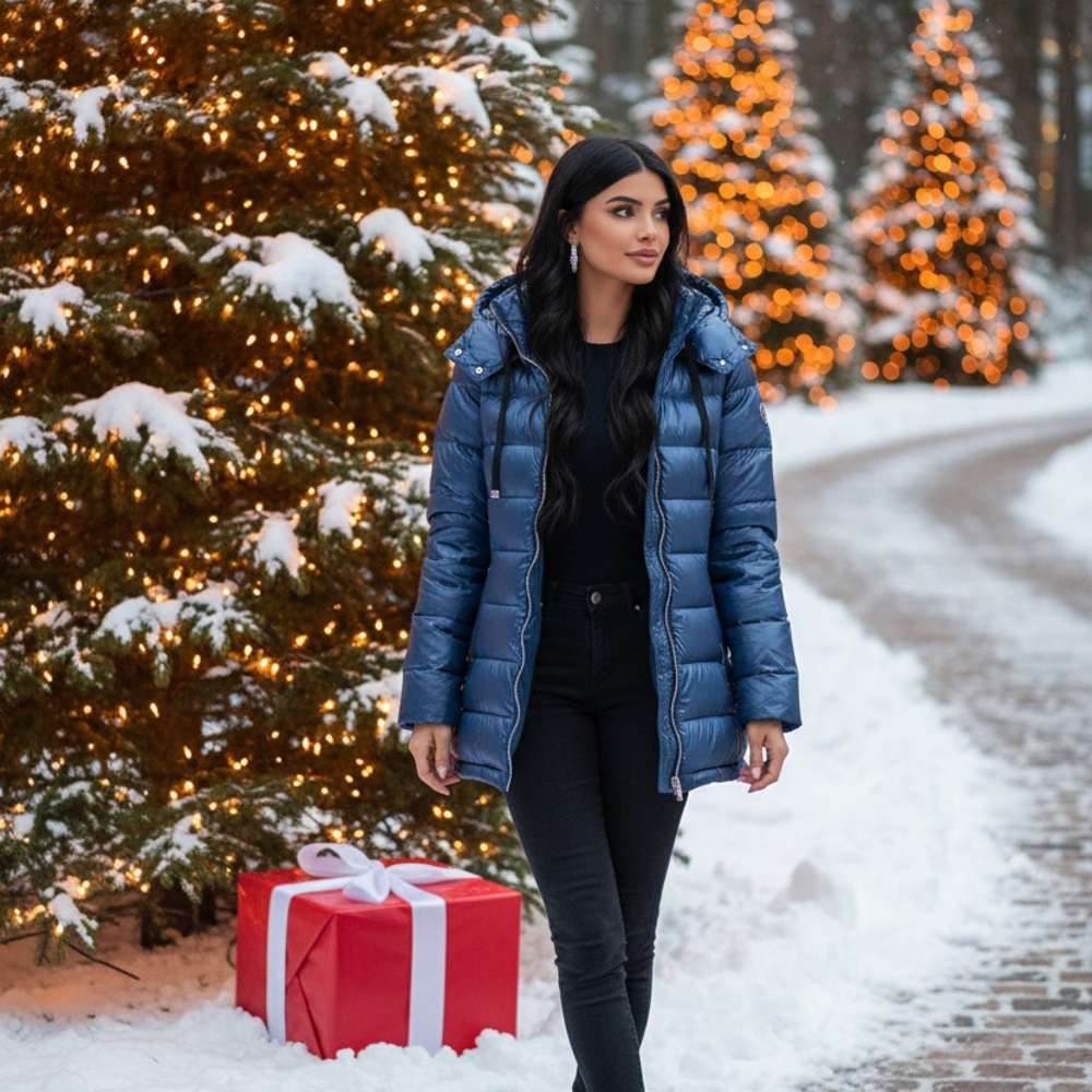 Women's Blue Puffer Jacket by Calvin